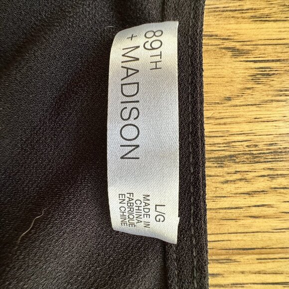 89th + Madison Black Short Puffed Sleeve Blouse Large NWT - Picture 6 of 7
